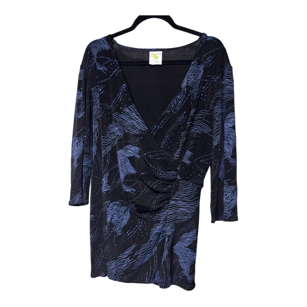 Island Girl Black and Blue Dress, size xl